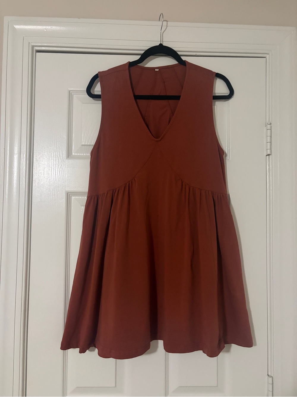 Sleeveless V-Neck Rust Brown Women’s Dress